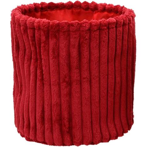 Cesta rotonda artigianale in pelliccia sintetica rossa 30x30 cm