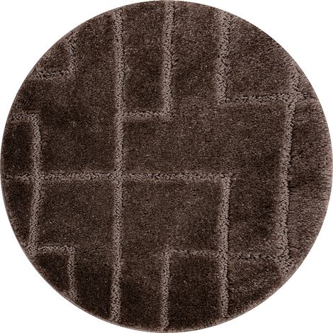 Tappeto da bagno SUPREME cerchio LINES, linee, antiscivolo, morbido - marrone brown rotondo 67 cm