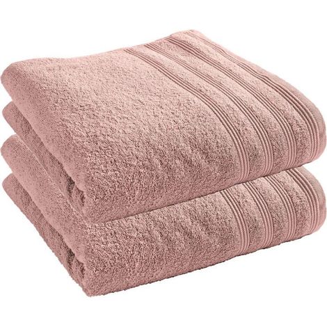 Drap de bain - COTON PUR - Spa Vieux Rose - Lot de 2 - 90x150 cm - 400 g/m² - Coton éponge (1/4)