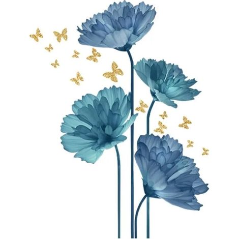 Stickers Muraux Autocollants Muraux Stickers Muraux Peler et Coller Muraux Mural Stickers Fleurs de Jardin Aquarelle (1/5)