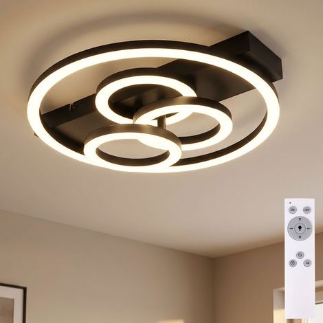 LED Deckenlampe Deckenleuchte Schlafzimmerlampe Dimmbar Schwarz Metall L 35 cm