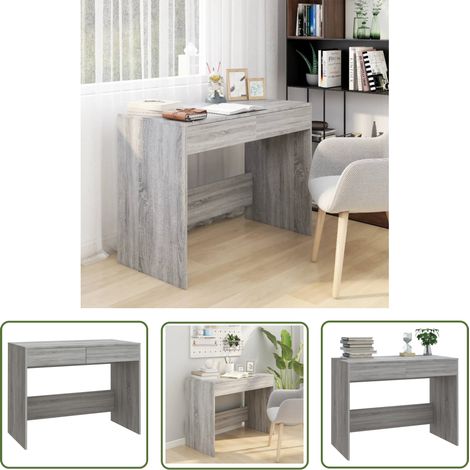 The Living Store Schreibtisch Grau Sonoma 101x50x76,5 cm Holzwerkstoff - Schreibtisch - Bürostuhl - Home Office - Arbeitsplatz - Grau (1/5)