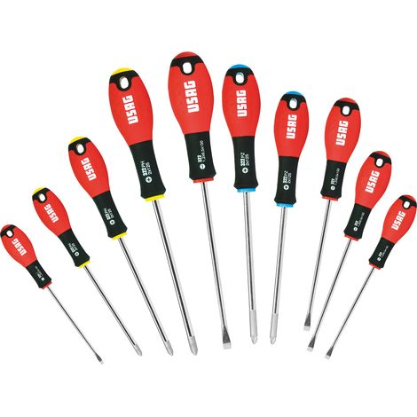 USAG 322 SH10 Jeu de 10 Tournevis Vis Fendues Empreinte Croix