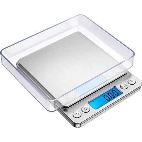 Silver Precision Scale, 500g/0.01g, 0.01g Precision Scale, Kitchen Scale with Tare and Counting Function, Backlit LCD Display (1/5)
