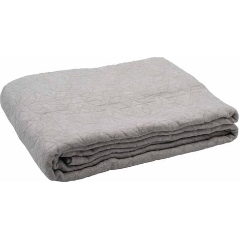 Dessus de lit matelassé en polycoton relief texturé Gris Perle 230x250 cm