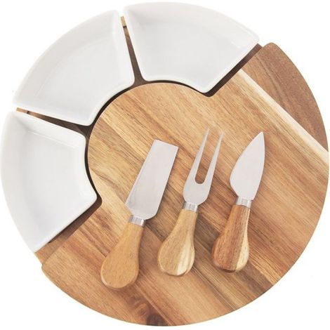 Planche à fromage extensible - Orion - 7 pièces - 28x4 cm pliée - 51,5x28x4 cm dépliée - Bois d'acacia (1/5)