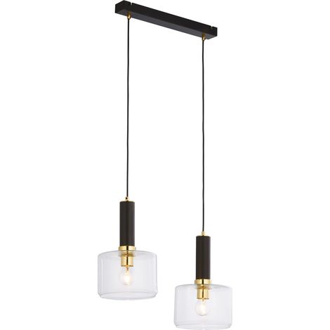 Lampada sospesa nero oro vetro 52cm 2xE27 VANES Jupiter