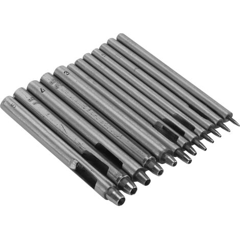 Outil de perforation du cuir en 12 pièces de 0,5 à 5 mm (outils pour le cuir à faire soi-même, poinçon rond à embout droit, outil de perforation pour ceintures, couteau à perforer pour bracelets de mo (1/5)