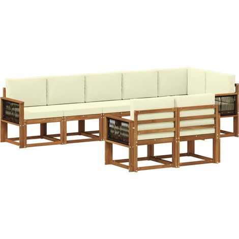 Outdoor Sofa Set 8 pcs Natural and Cream Polyester vidaXL (1/5)