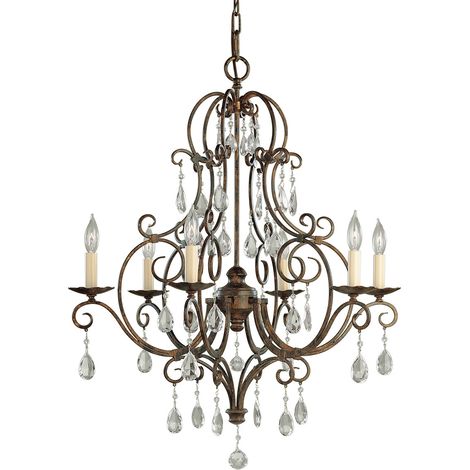 Chateau Lustre Feiss 6 Lumières Moka Bronze (1/4)