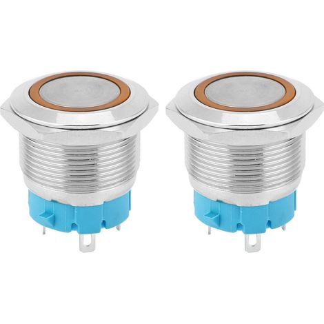 selbstverriegelnde, beleuchtete 4-polige Drucktaster 22 mm IP65 für Boot und Auto (Gelb 12-24 VDC) (1/5)