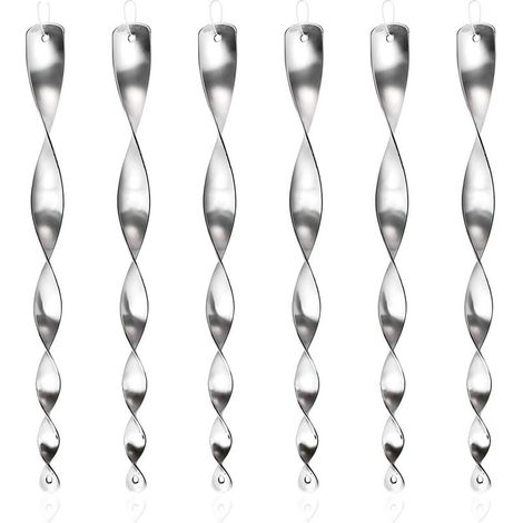 QAZQA Lot de 6 Répulsif Oiseaux 30 cm Barre Effaroucheur Oiseaux 360 Degrés Réfléchissant en Spirale Lumineux, Dispositif De Contrôle Spiral Ornemental pour Ferme Jardin (1/5)