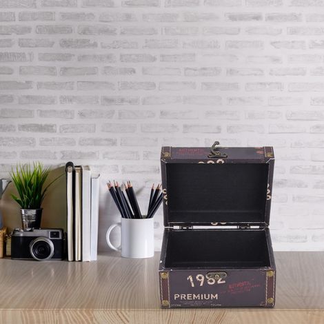 Boîte à Bijoux Vintage en Bois pour Accessoires - Décoration de Bureau et Organisation - Coffret à Trésors (1/5)
