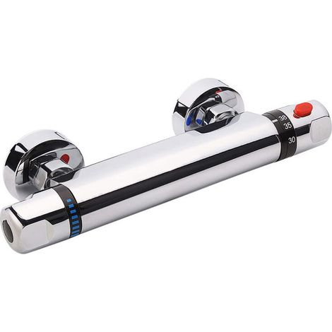 Mitigeur Thermostatique pour Douche, Murale Robinet Thermostatique de Douche avec Bouton Sécurisé à 38°C Anti-brûlure Mitigeur Douche Entraxe 150mm – Chromé - (1/4)