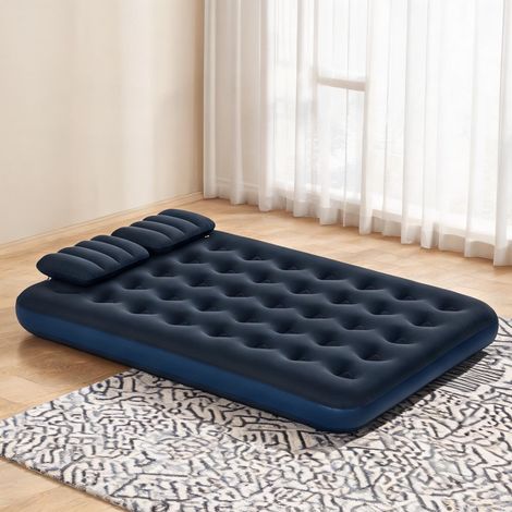 Matelas coloris bleu en beflockter plastique 203 x 152 x 22 cm (1/5)