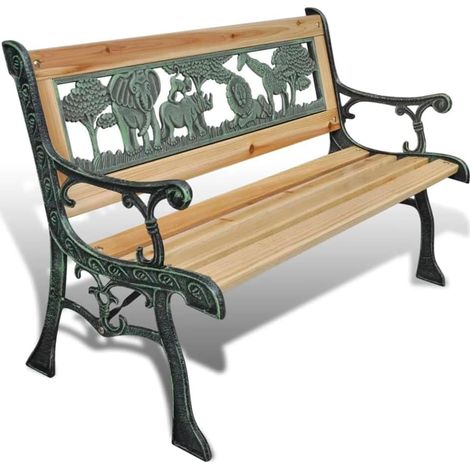 Panchina per Bambini da esterno Panca Giardino Baby Seduta in Ghisa e Legno 84cm (1/5)