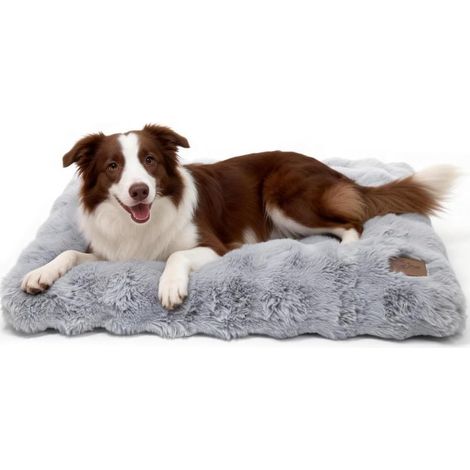 Panier Chien Grande Taille: 90x60x10cm Coussin Chien Déhoussable et Lavable en Machine, Tapis Matelas Lit Imperméable, Tissu Peluche Doux, Gris (1/5)