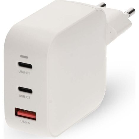Nedis Netzladegerät / 100 W / GaN / PD3.0 / 2.5 / 3.0 / 5.0 A / Anzahl der Ausgänge: 3 / USB-A / 2x USB-C™ / Automatische Spannungswahl / Weiss