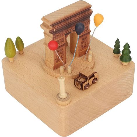 Kreative Spieluhr aus Buchenholz mit Arc-de-Triomphe-Motiv für Jungen und Mädchen, perfekt als Geburtstags- oder Weihnachtsgeschenk oder zur Dekoration des Hauses. (1/5)