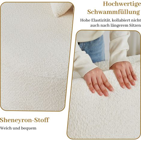 Sofá modular de chenilla de 2 piezas en color blanco crema, diseño curvo en tono anacardo, respaldo continuo con juego de 6 cojines (de varias formas), cómodo sofá tapizado sin bordes duros para la sa (1/5)