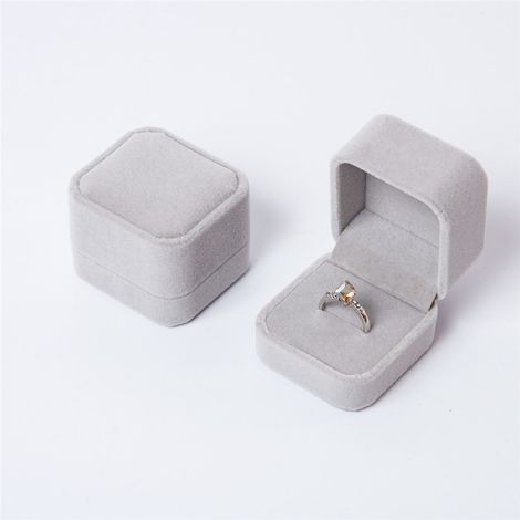 Boîte À Bijoux - Boîte À Anneau En Velours Végétal 5 x 4,5 x 4 cm - Pour Alliance Bague De Fiançailles Collier Boucles D Oreilles - Lot De 2 (1/5)