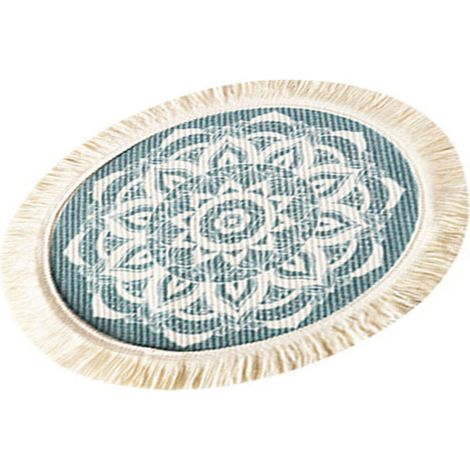 Set de table rond en coton et polyester doux et confortable, tissé avec pompons, pour la décoration de la cuisine (AL) (1/5)