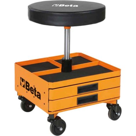 Beta – Siège pivotant 44,5-58 cm avec 3 tiroirs à outils – Roulettes pivotantes 75 mm – Pour atelier professionnel (1/3)
