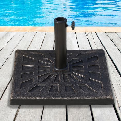 Sonnenschirmständer 15 kg Schirmständer Quadratisch Schirmhalter, Schirmgewicht, Ständer für Sonnenschirm 38mm Rohrdurchmesser, für Balkon, Terasse, Garten, Bronze
