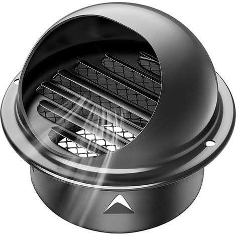 φ150mm Grille d'Aération Ronde Grille Ventilation Hotte, Bouchon Rond en Acier Inoxydable 304 Avec/Maille - Noire