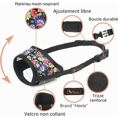 Muselière pour Chien, Respirante, réglable, réfléchissante, Protection, pour Chiens, Panier, en Maille, Noire, Taille S (1/4)