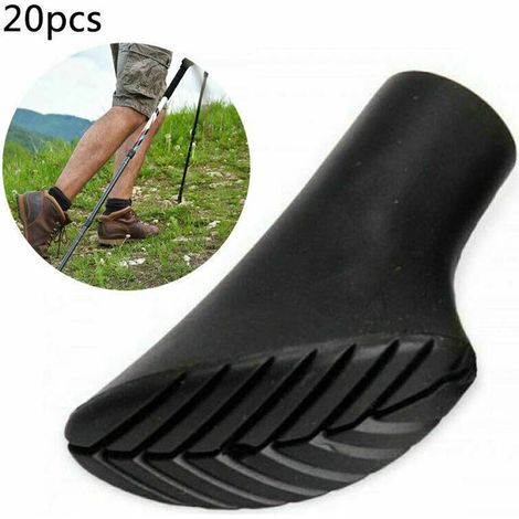 20 pièces Embout de bâton, Caoutchouc anti-usure, Diamètre 10mm, Pour marche nordique et randonnée (1/5)