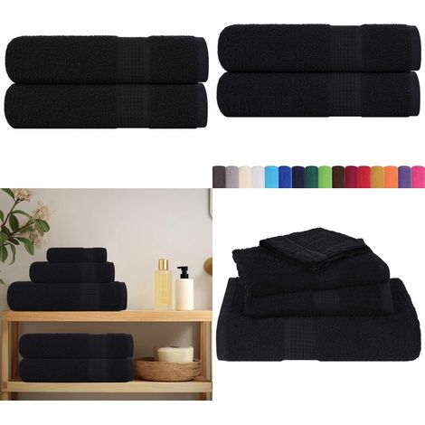 vidaXL Badetücher 2 Stk. Schwarz 100x150 cm 360 g/m² 100% Baumwolle (1/5)