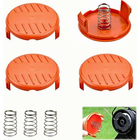 Lot de 4 capuchons de rechange pour coupe-bordures - Orange - 8,7 cm x 3,4 cm - Compatibles avec les bobines de coupe-bordures AFS Black & Decker (modèles STC1820CM, STC1820PC, STC1820EPC, STC1840EPC, (1/5)