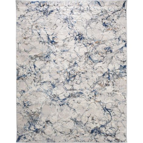 Tapis salon et chambre 80x150 crème et gris rectangle tissé motif abstrait EFAL-B