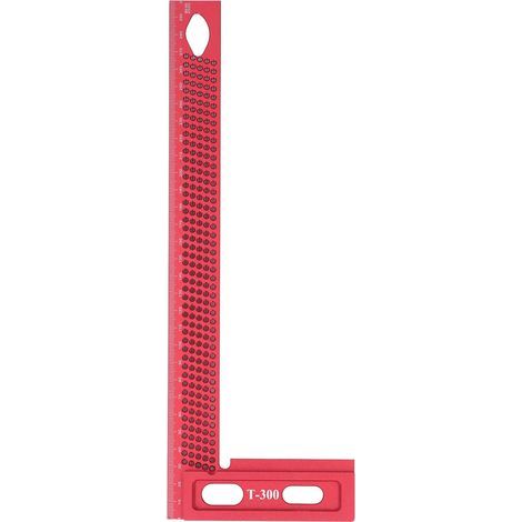 Leichtes L-förmiges Lineal aus Aluminiumlegierung, Zimmermannswinkel, rechtwinkliges Loch, roter Rahmen (1/5)