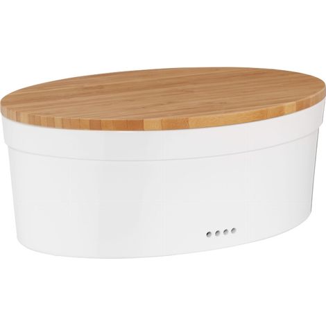 Kela Keramik-Brotkasten mit Bambusdeckel, 37 x 24 x 14 cm