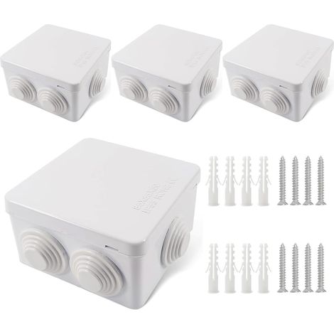 4 Pièces Boîte étanche Rectangulaire IP55, Boite de Derivation, 85 x 85 x 50 mm, Boîte de Jonction en Saillie, Avec vis, pour Usage Intérieur et Extérieur (1/5)
