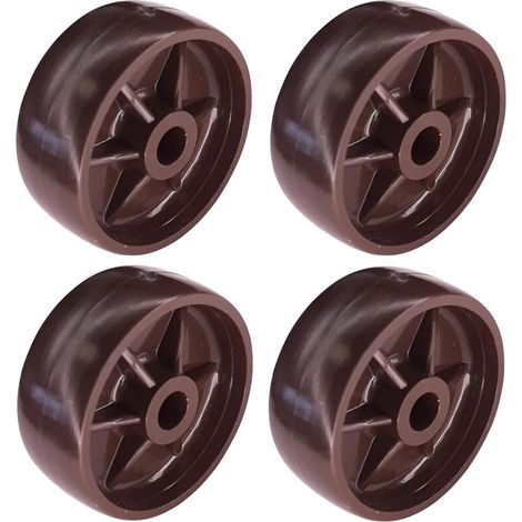 4x Roulette plastique rigide marron foncé 38mm universelle galet poulie roue rouleau meuble porte coulissante tiroir lit placard (1/4)