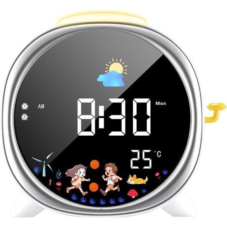 Réveil numérique à double alarme – Volume et luminosité réglables – Écran LED multicolore avec veilleuse – Fonction snooze et sauvegarde de la mémoire – Noir (1/5)
