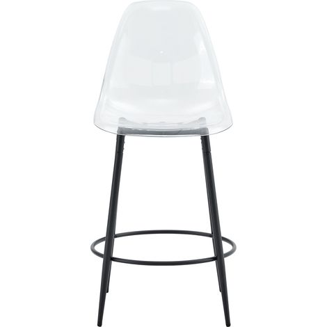 Ensemble bar rond avec table en verre 89 cm et 2 tabourets transparents, structure métal noir, idéal pour cuisine ouverte et petit espace - CHICFURN (1/5)
