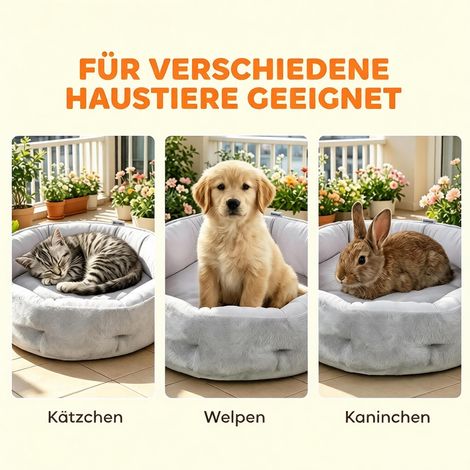 Panier réversible pour chat, lit pour chats d'intérieur et petits chiens, panier rond avec bord de soutien (1/5)