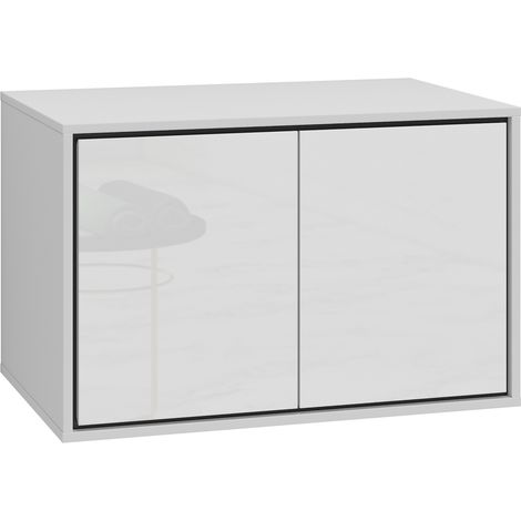 Mobile lavabo da bagno Capri 78 x 48 x 51 cm – Bianco lucido – Mobile da bagno sospeso con 2 cassetti