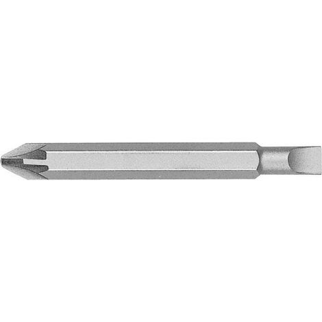 Embout plat réversible WITTE/PZ1 1/4" 60 mm pour vis Pozidriv et à fente.