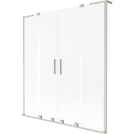 Mexen Velar L Duo paratia da vasca da bagno scorrevole a 2 ante 140 x 150 cm, smerigliato, nichel spazzolato - 896-140-003-32-97 (1/2)