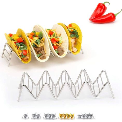 Juego de dos soportes apilables de acero inoxidable de primera calidad cada soporte tiene capacidad para 4 o 5 tortillas, duras o blandas. (1/4)