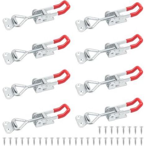 8Pcs Loquet à Bascule Métal GH-4001 Loquet de Serrage Fermeture Capot Fermeture a Levier Capacité de Rétention 100kg 220lbs Menuisier Sauterelles Bascule Pince Réglable pour Armoire Porte (1/5)