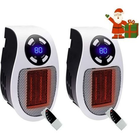 Radiateur soufflant,500W Chauffage Soufflant Ceramique ,Mini Chauffage ,Soufflant Chauffage Dappoint éConomique Portable pour Bureau, Chambre, Salon (blanche-avec télécommande) 2pièces (1/4)