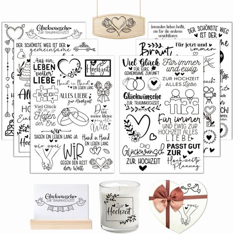 Lot de 6 autocollants de transfert A5 Rub On - Décoration de mariage (1/5)