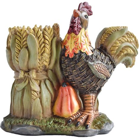 Coq Décoration Automne - Résine Synthétique - Pour Intérieur Extérieur - Fête D'Action De Grâce Halloween - 1 Pièce (1/5)
