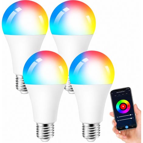 Shine Home Lot de 4 Ampoules Connectées E27 LED 12W 1000LM, RGB + CCT Variable, Compatible Google Assistant (1/5)